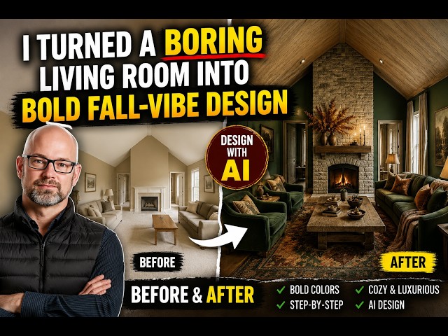 I Gave a Boring Beige Living Room an AI Fall Makeover — Here’s Exactly How I Did It (Before & After)