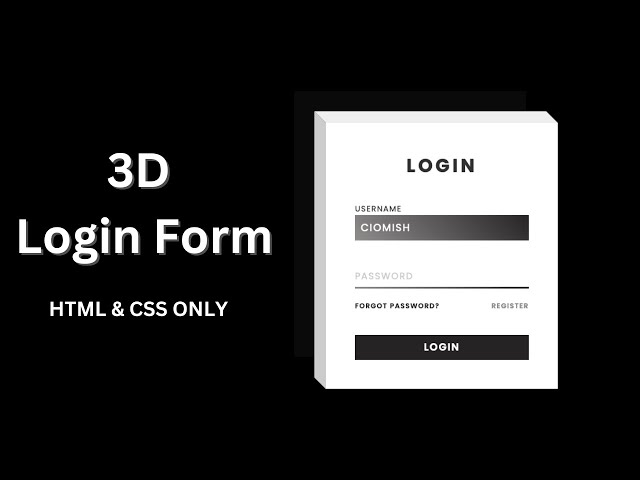 Animated 3D Login Form using  (HTML and CSS only)