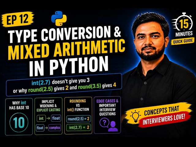 Type Conversion & Mixed Arithmetic in Python | Ep 12 — int(2.7) doesn't give you 3
