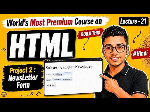 Project 2 | Newsletter Form Website using HTML | HTML Course in Hindi #21