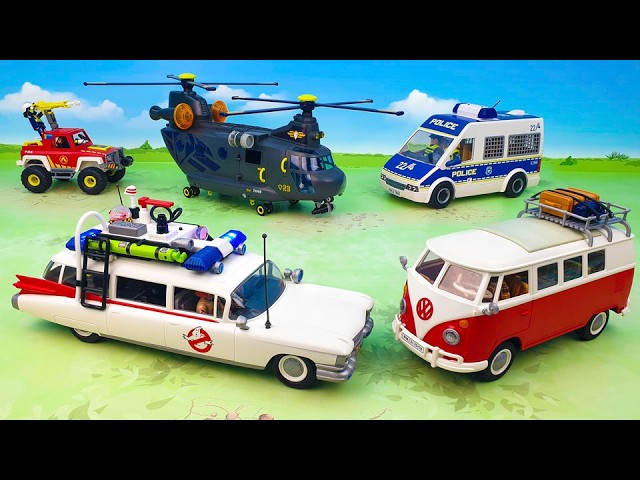Ghost scares the police! Ghostbusters, Fire Truck, Police car, Airplane | Car Video For Kids