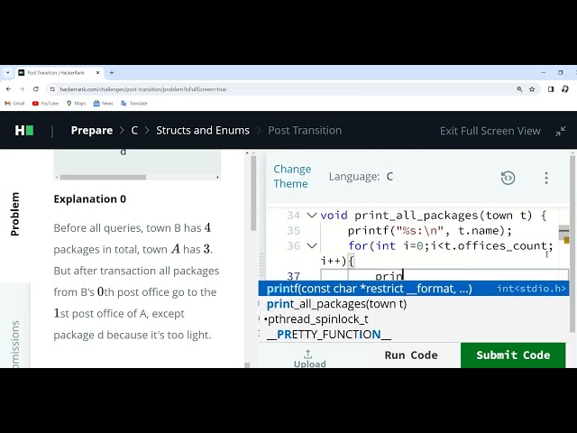 Hackerrank On c With Post Transition Part 2