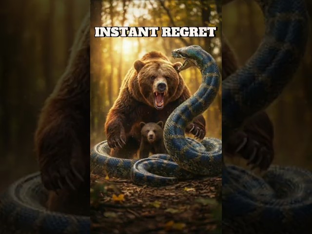 WRONG MEAL. Python vs. Guardian Titan ⚡🩸 #Shorts #bear   #animals #wildlife #animation #movie #snake