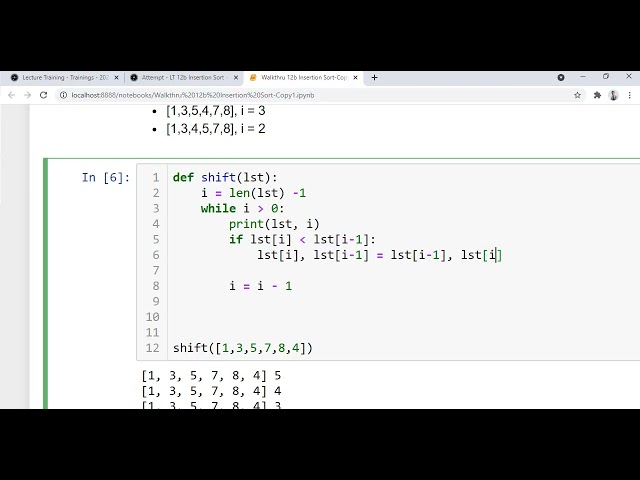 12b Insertion Sort - Walkthrough Part 1 Q1-3
