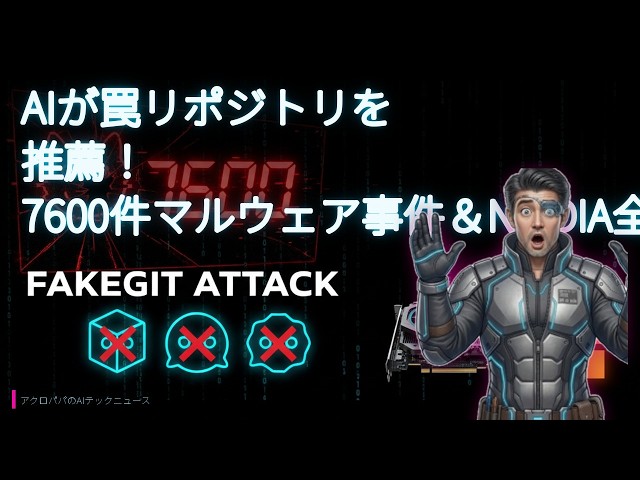 【7/27 AIx開発HW】AIが罠リポジトリを推薦！7600件マルウェア事件＆NVIDIA全品値上げ