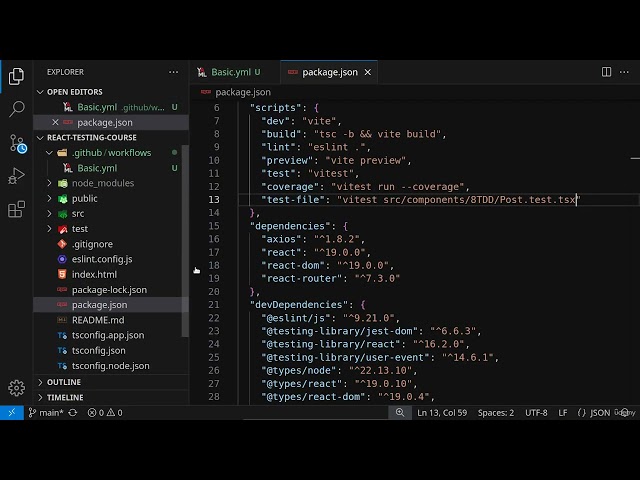 React Testing | 09.41 - Pipeline With Vitestjest Tests