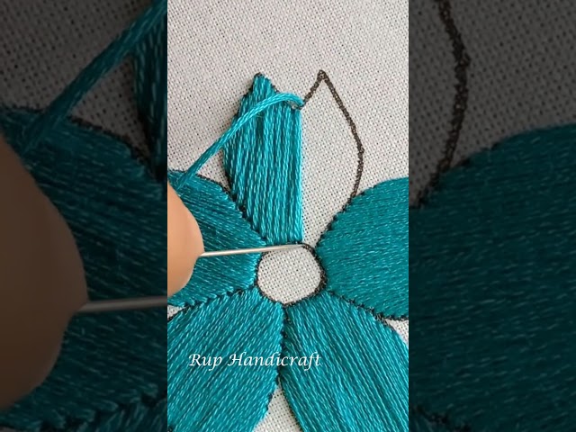 HAND EMBROIDERY Satin Stitch Flower Embroidery Tutorial Flowervideo #youtube #shorts reels