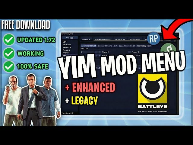Yim Menu GTA 5 Enhanced & Legacy 1.72 | Yim Mod Menu Tutorial | FSL Method, Money Drop, Heist Editor