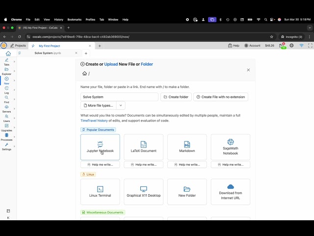 How to Solve a System of Linear Equations Using SageMath in Jupyter with CoCalc