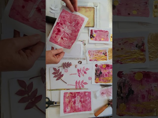 Gelli Plate Fun Mixed Media PART 2 Collaging Clingwrap Gold Leaf & Backgrounds