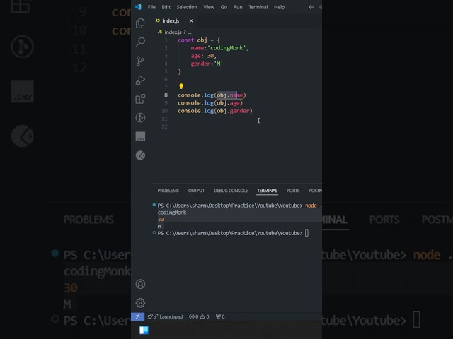Understanding Object destructuring in JavaScript || #ytstudio #javascriptinterview  #javascript