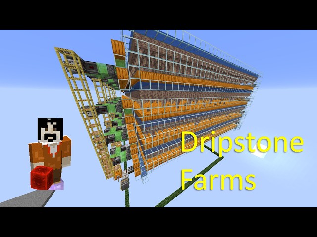 Dripstone  farms in Minecraft, modular, 4000 pointed dripstone/hour. Java SMP v1.21.x-26.x