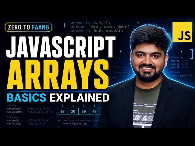 Day 6 | JavaScript Arrays Explained | Indexing, Length, Add, Remove & Loops