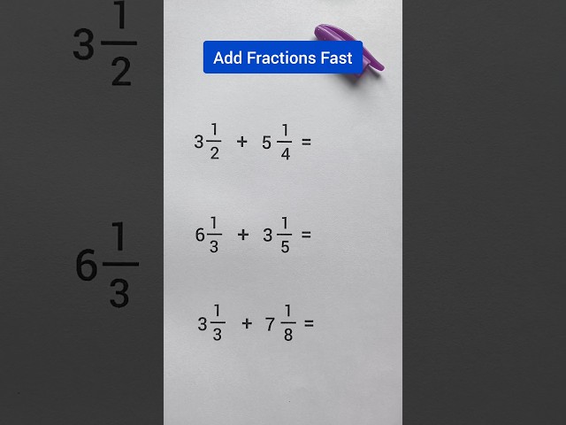 Addition For Mixed Fractions #mathematics #maths #shorts #trendingshorts #education