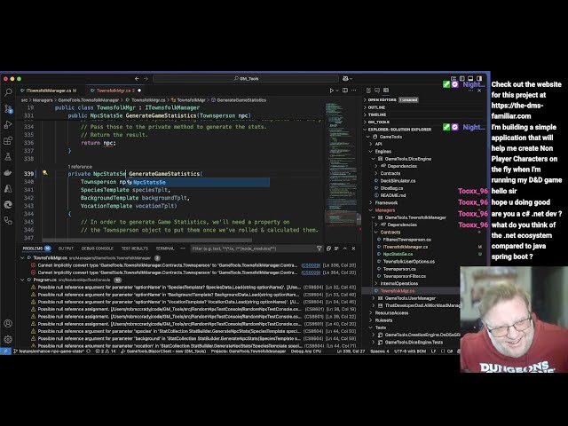 The DM's Familiar:  Integrate the GameStats generation into the Townsperson
