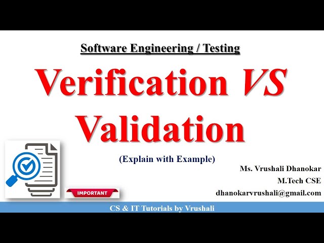 SE 49 : Learn Verification VS Validation in 5 Minutes with Example  @csittutorialsbyvrushali