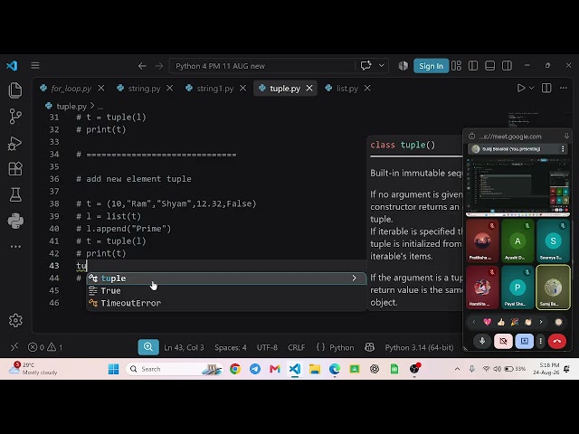 tuple & dictionary part 1 in python