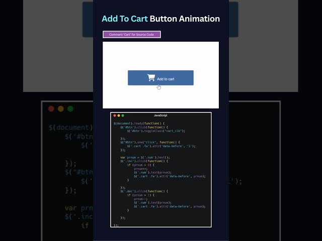 Animated Add to Cart Button 🛒 | HTML CSS & jQuery