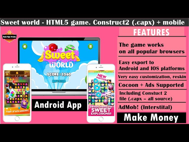 Sweet world - HTML5 game Construct2 + mobile - Source Code - 2020 Tech Tips Tricks