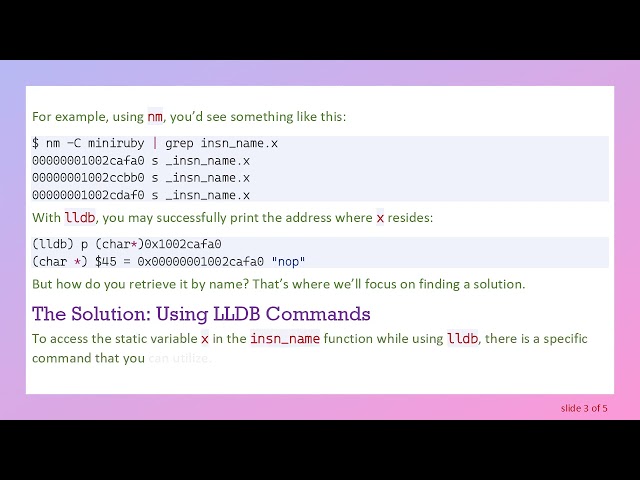 How to Look Up a static Variable in a Function with lldb