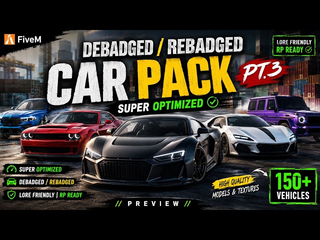FiveM Debadged / Rebadged Car Pack PT.3 | Super Optimized | Preview