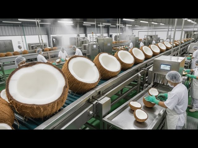 Inside the Factory: How Coconuts Are Turned into Delicious Coconut Milk (Full Process Factory)