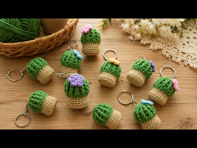Amigurumi Cactus Keychain Making | Easy and Cute! You Can Make These Cute Cacti Yourself!. #crochet