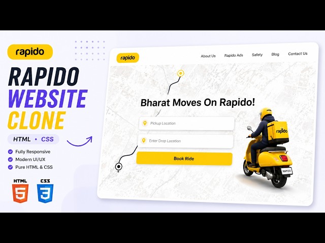 Rapido Website Clone using HTML & CSS 🛵