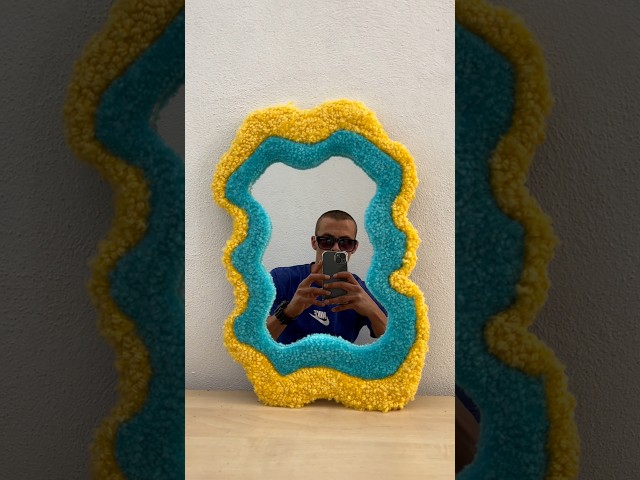 I gave this @IKEA mirror a better life ✨ #asmr #tufting #art #rugs #diy #asmrvideo #mirror #ikea
