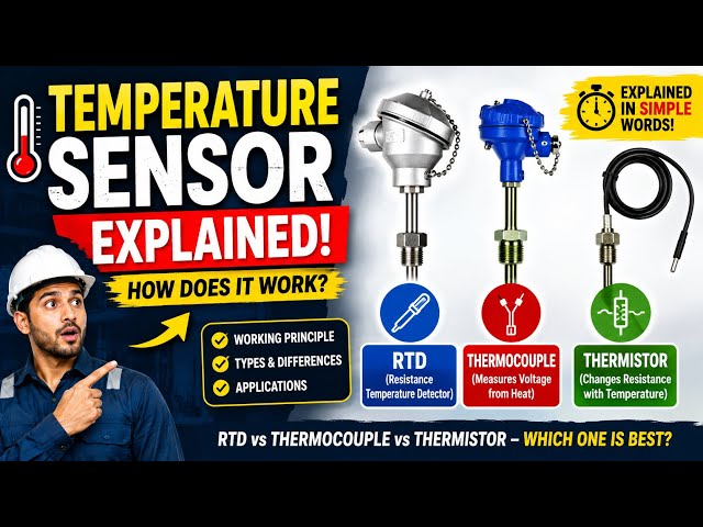 Temperature Sensor Explained | How Does It Work? RTD, Thermocouple & Thermistor 🌡️