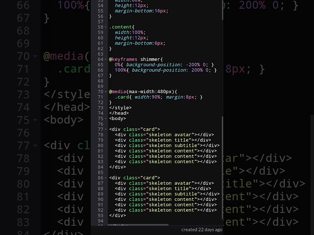 Skeleton Loader Animation Using HTML CSS 🔥