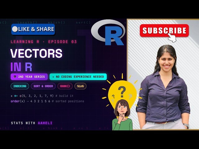 Learn R From ZERO — Ep. 3: Vectors, Indexing, Sorting & Ranking