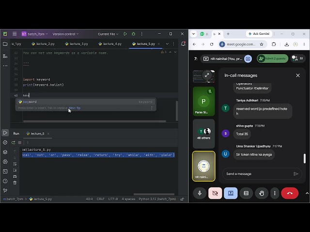 Lecture_5 (Tokens in Python)