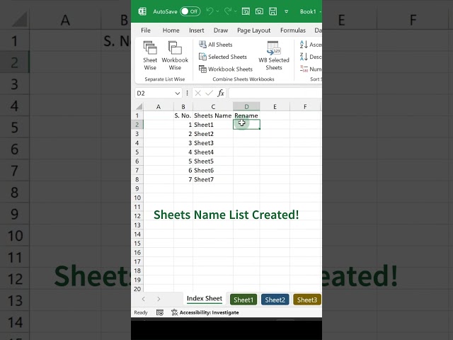 Rename 1000 worksheets in One Second VBA Code #excelsdive #exceldive