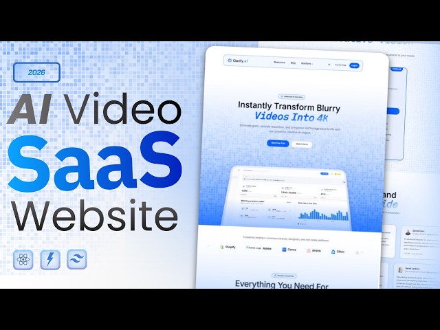 Build an AI Video SaaS Landing Page using Next.js, React, Tawilind Css and Typescript