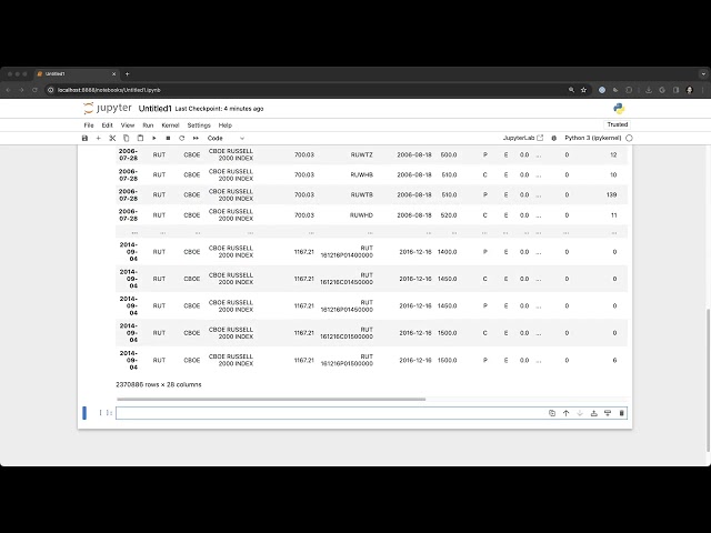 Quickly store 2,370,886 rows of historic options data with ArcticDB