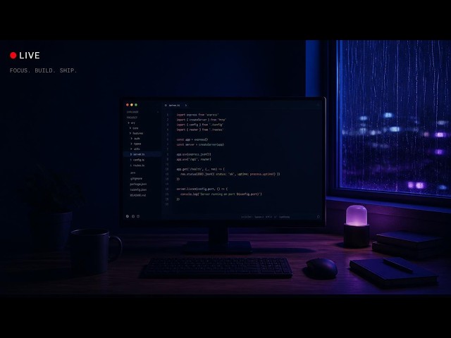 🔴 LIVE — Zero Distraction Coding Radio | Rainy Debugging to Rain Glass Suite | 24/7 Deep Work Stream