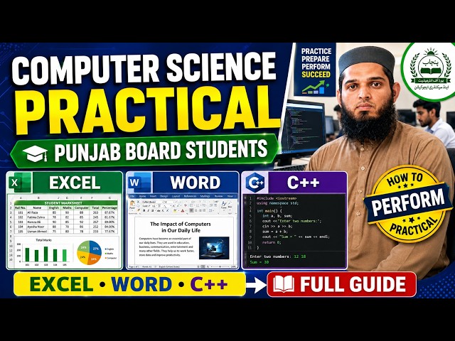 12th Class Punjab Board Computer Science Practical 2026 | Excel, Word & C++ Full Guide
