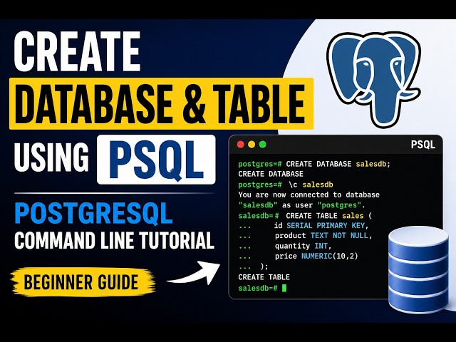 How to Create Database & Table Using PSQL | PostgreSQL Command Line Tutorial (Beginner Guide)