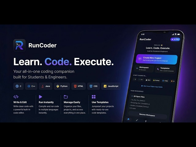 RunCoder — Code, Create & Run on Android | C, C++, Java, Python & More