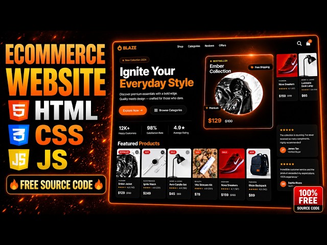 Ecommerce Website Design in HTML CSS JavaScript | Complete Project + Free Source Code