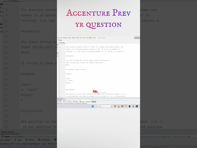 Can you solve ? ? ? Accenture Previous Year coding questions & answers || 2023 | Tekno UF #shorts