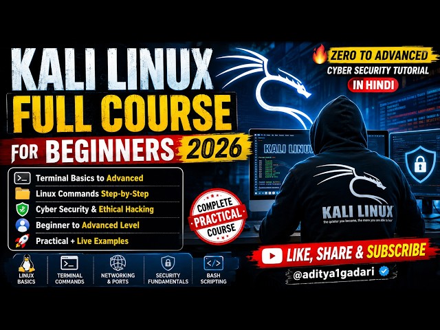 Kali Linux Full Course for Beginners 2026 🔥 Zero to Advanced | Cyber Security Tutorial in Hindi 2026
