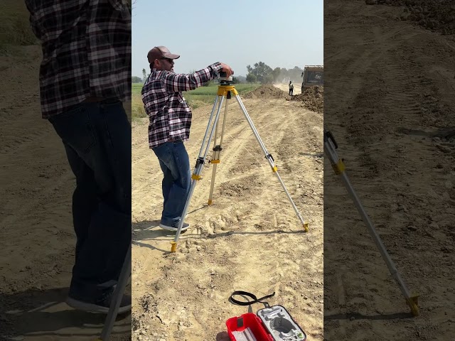 🔥 Auto Level Setup on Road Construction Site | Levelling Procedure