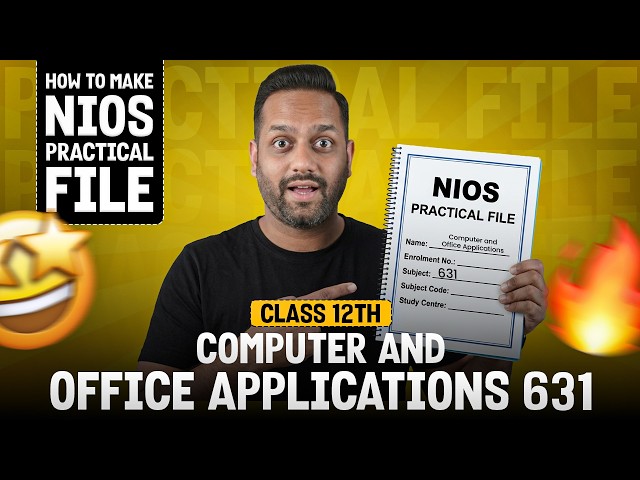 NIOS Class 12th Computer and Office Applications 631 Practical File | NIOS Class 10 Practical File