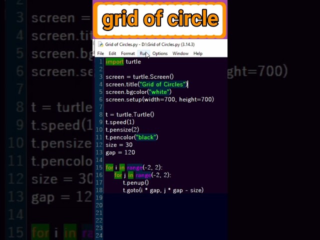 Grid of circle Drwa in python. #shorts #python