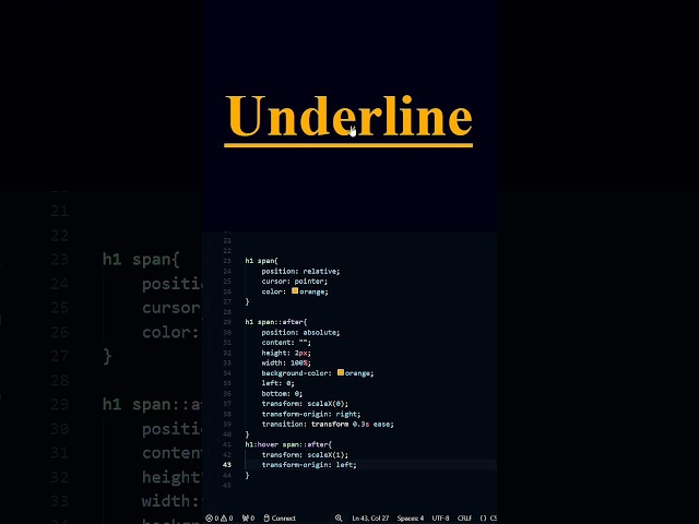 Cool CSS Hover Text Animation | Span Underline Effect #shorts #coding #webdesign  #htmlcss