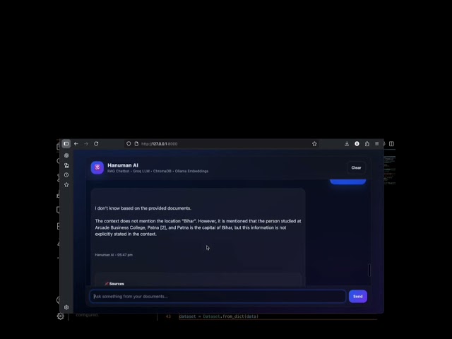RAG Chatbot UI Demo on Localhost |  (FastAPI + LangChain)