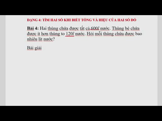 Solving Exercise 4: Finding two numbers when their sum and difference are known - Grade 4 Math Re...