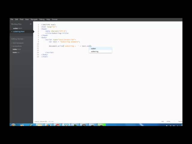 javascript function - substring